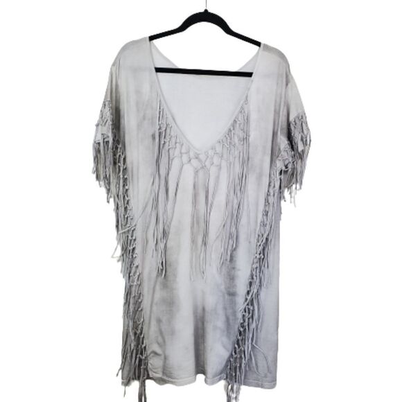 Fringed T-Shirt Dress/Tunic Size 2xl - Picture 2 of 7
